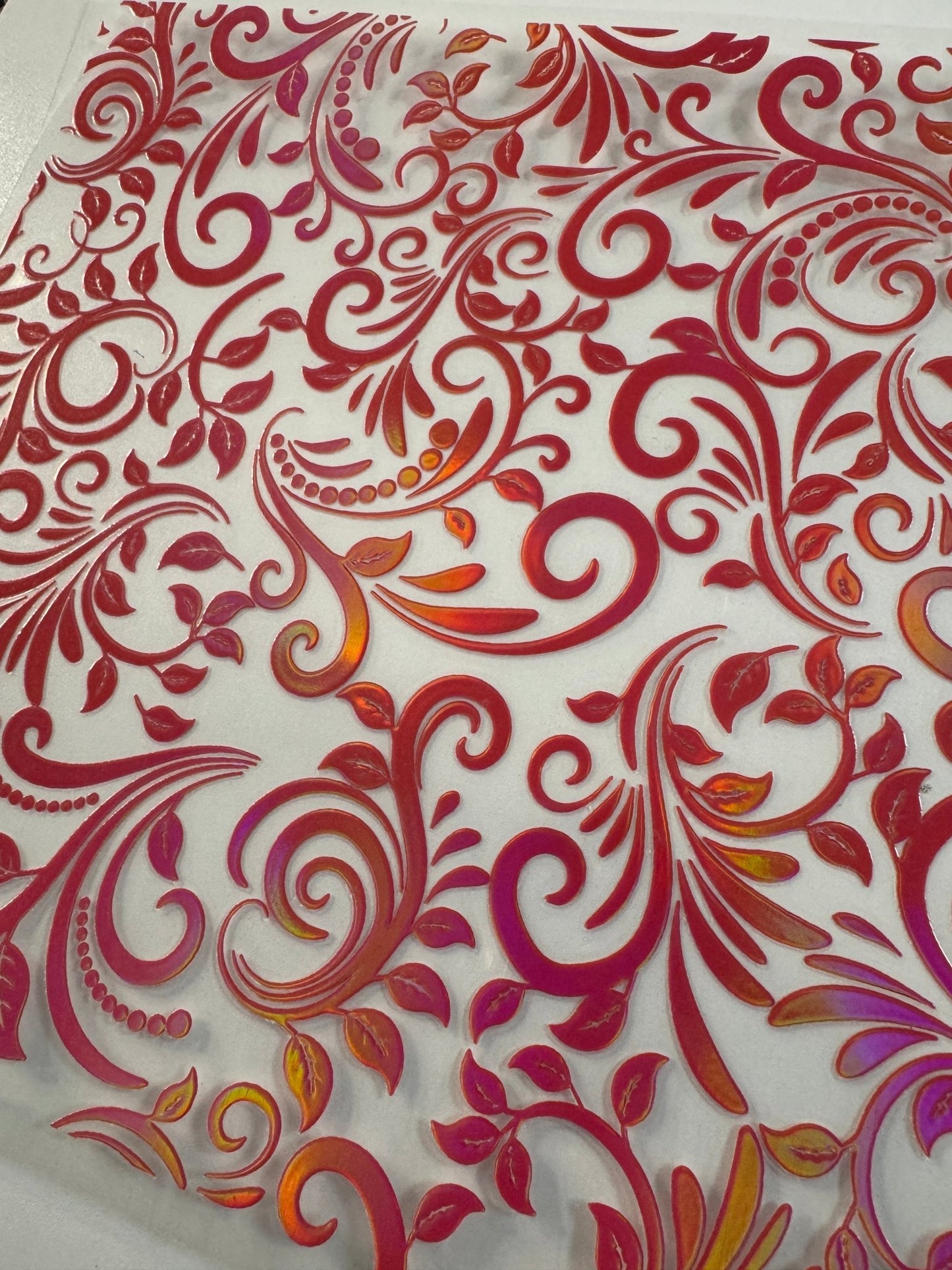 ROSE RED HOLOGRAPHIC TOOLED LEATHER - 216 Tumblers