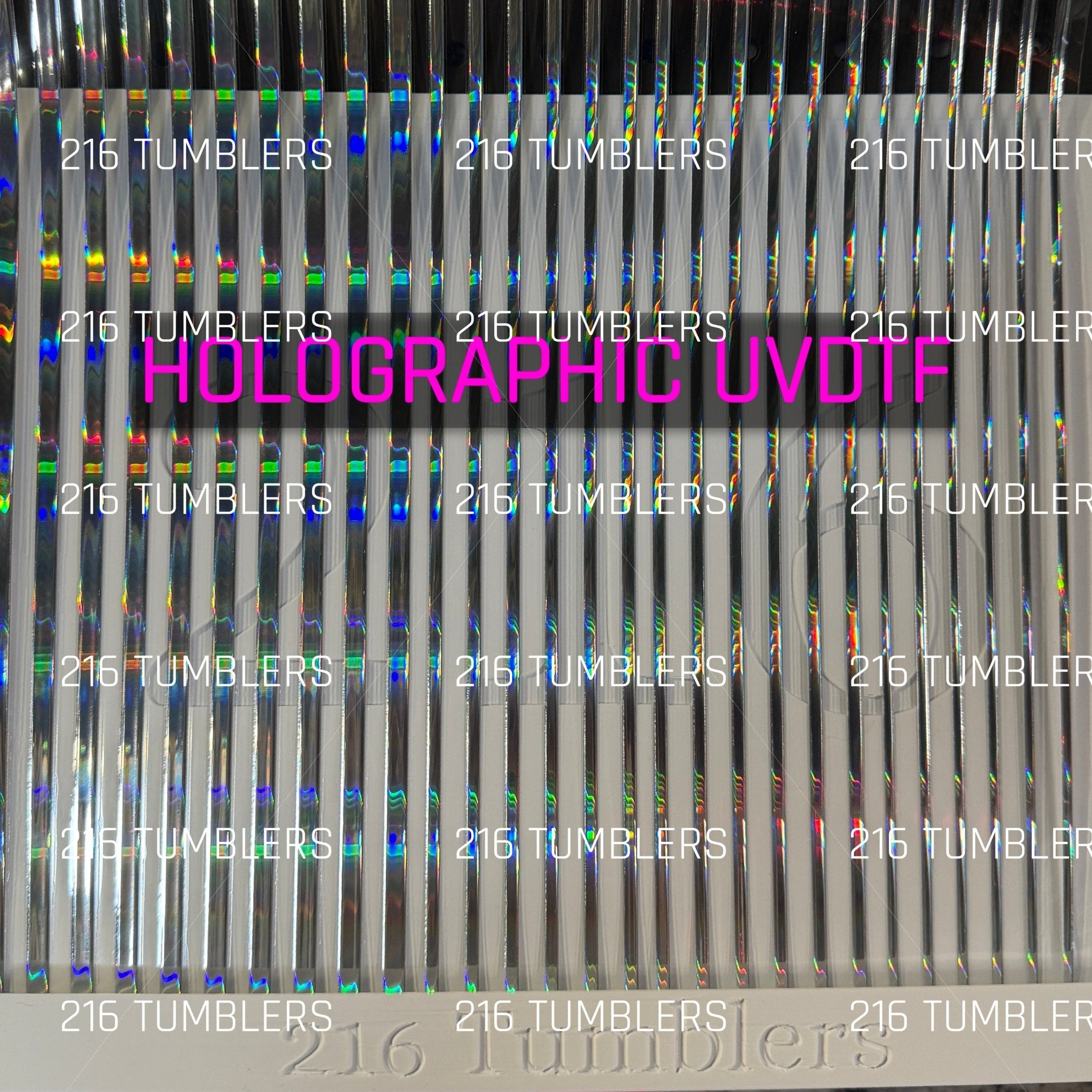 SILVER HOLOGRAPHIC PINSTRIPES UVDTF 11.25X11.25 - 216 Tumblers