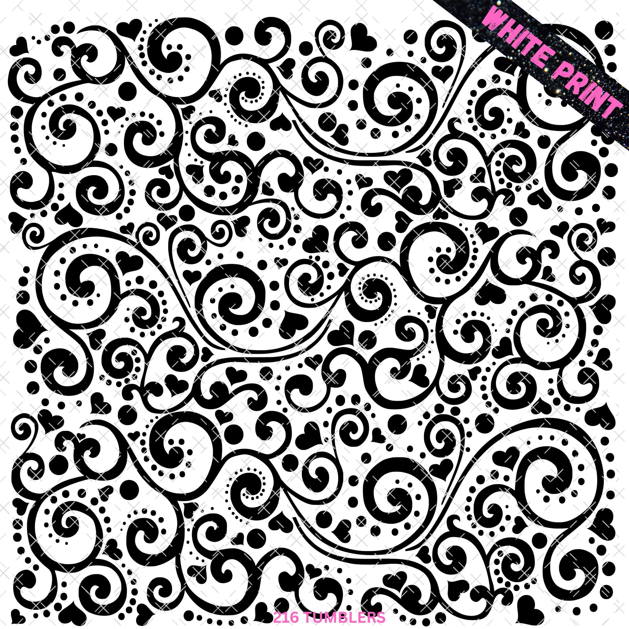 TOOLED HEART IN WHITE - 216 Tumblers