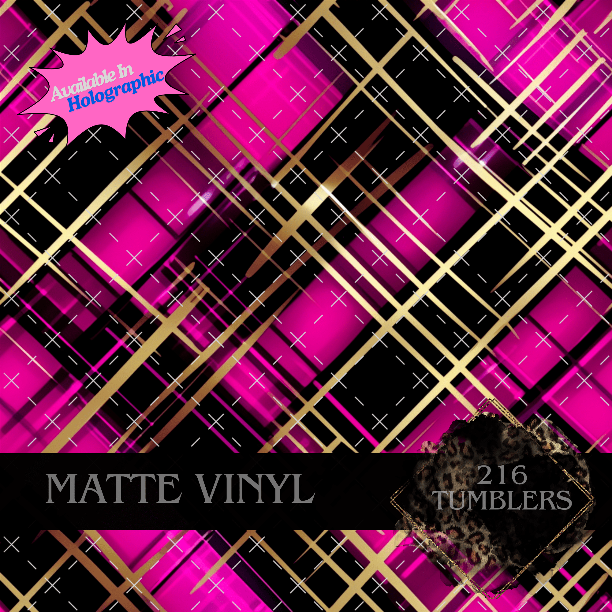 V091 PINK PLAID - 216 Tumblers