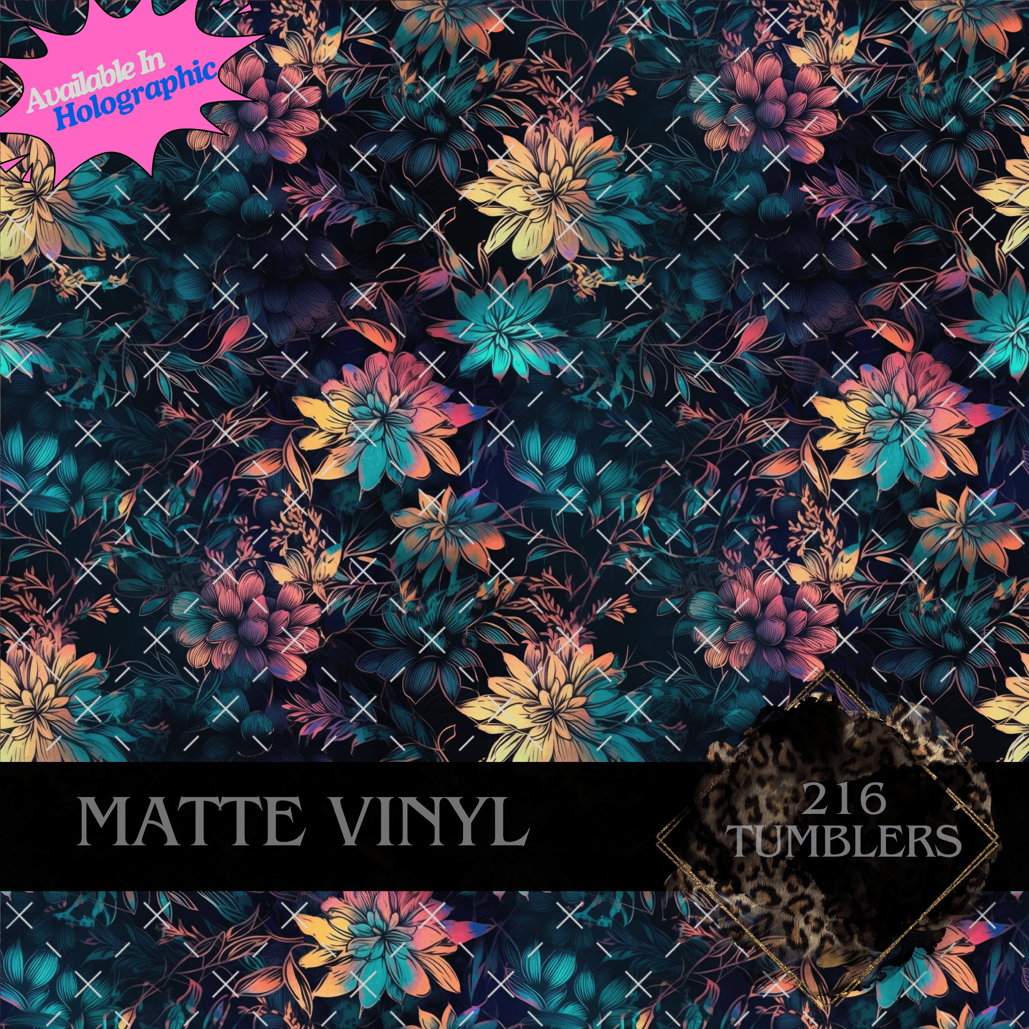 V094 MIDNIGHT FLOWERS - 216 Tumblers