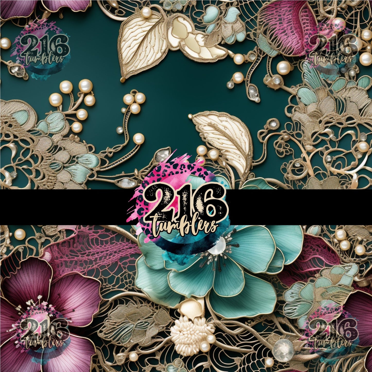 V413 TURQUOISE LACE - 216 Tumblers