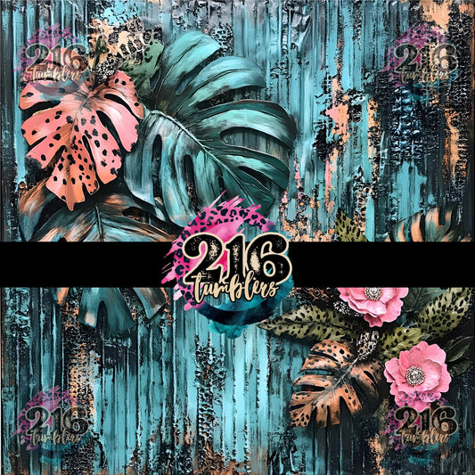 V488 Turquoise Monstera - 216 Tumblers