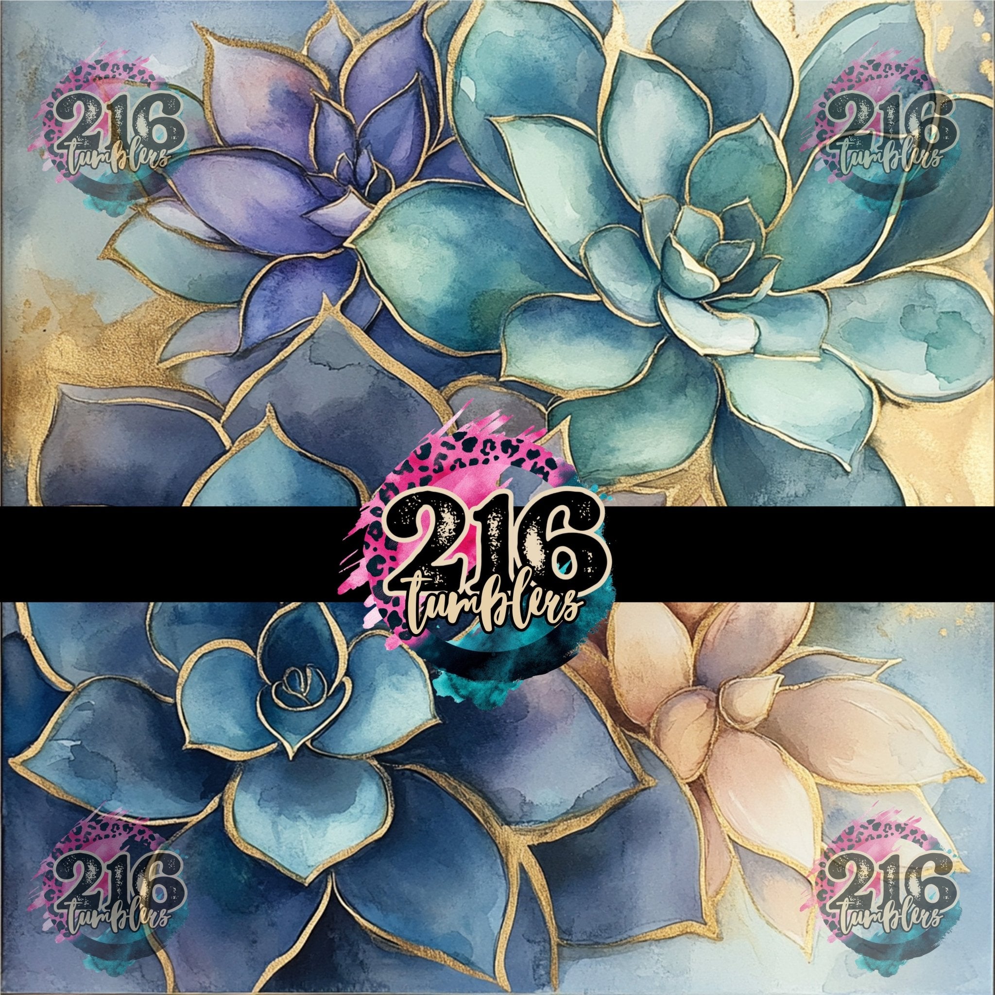 V491 Watercolor Succulent - 216 Tumblers