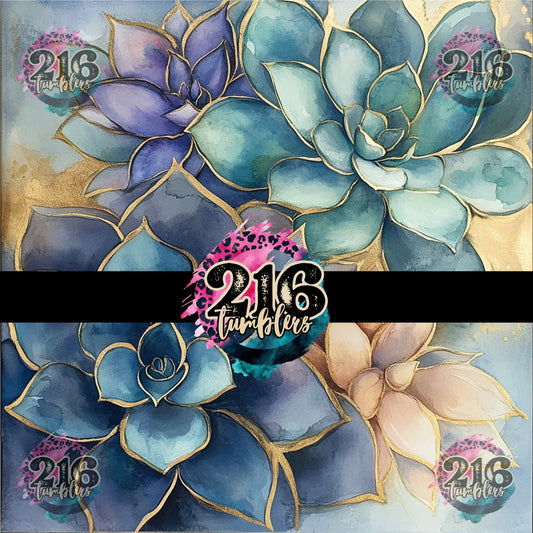 V491 Watercolor Succulent - 216 Tumblers