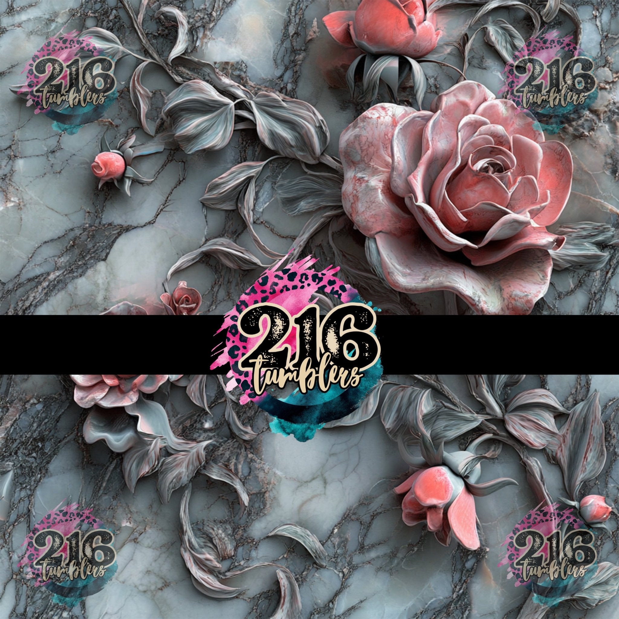 V529 SLATE FLORAL - 216 Tumblers