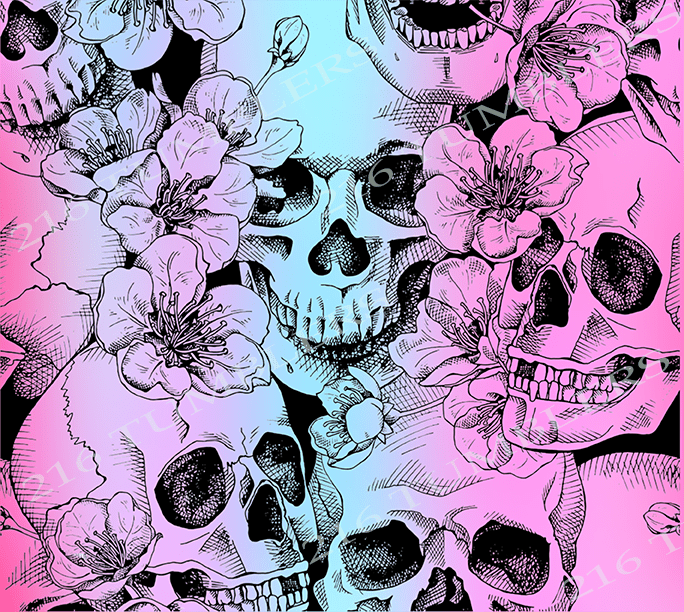 W118 PINK/BLUE SKULL - 216 Tumblers