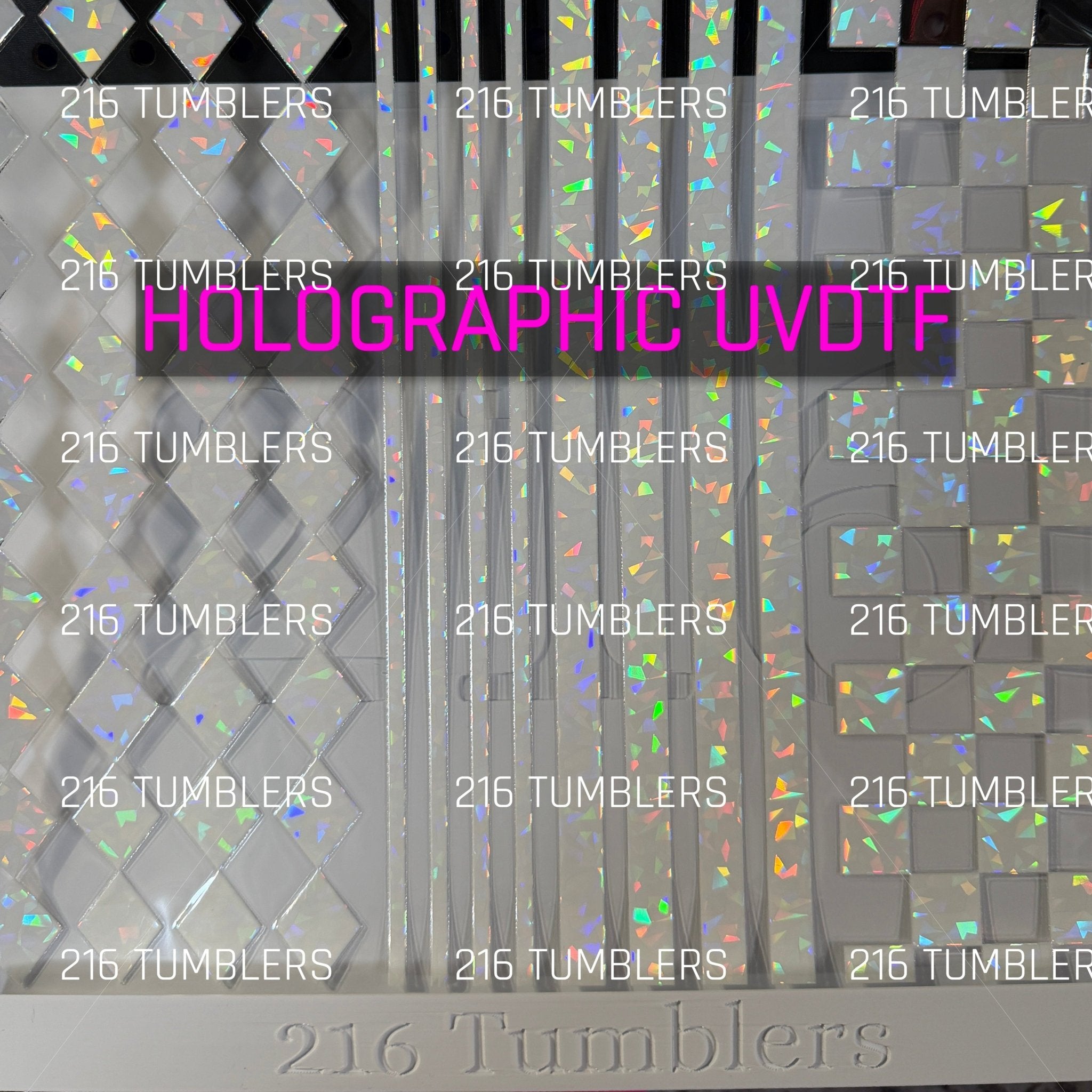 WHITE SHATTERED HOLOGRAPHIC 3 DESIGN UVDTF 11.25X11.25 - 216 Tumblers