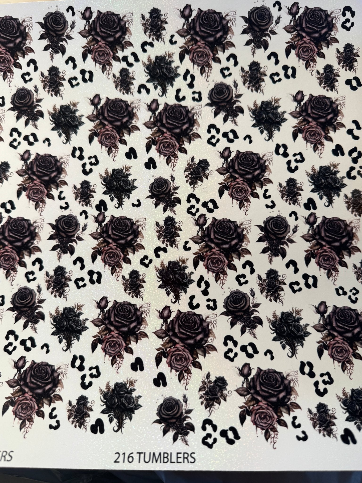 WHITE SHIMMER HOLO - FLOWERS 10X10 *NEW PRODUCT - 216 Tumblers