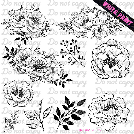 WHITE VERSION FLORALS - 216 Tumblers