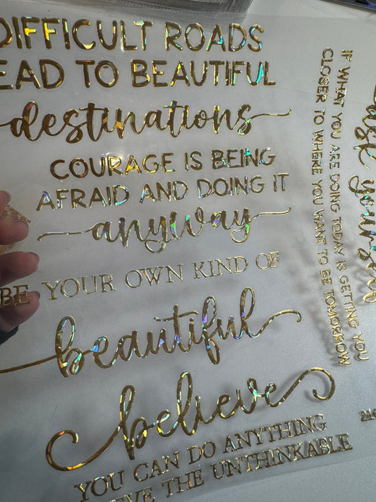 WORD SHEET 760 - DIAMOND CUT HOLOGRAPHIC - 216 Tumblers